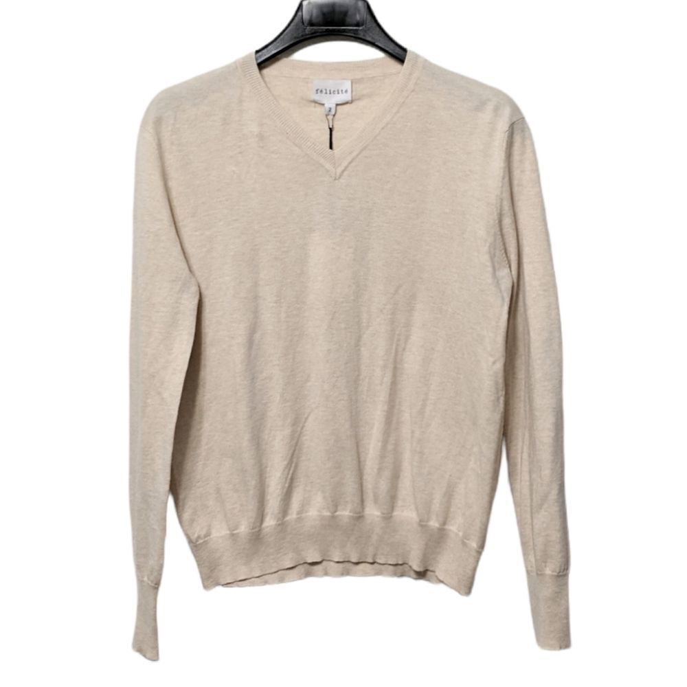 NWT FELICITE 100% Cashmere V-Neck Sweater S